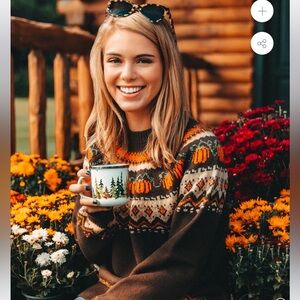 Kiel James Patrick Brown and Orange Knit Sweater